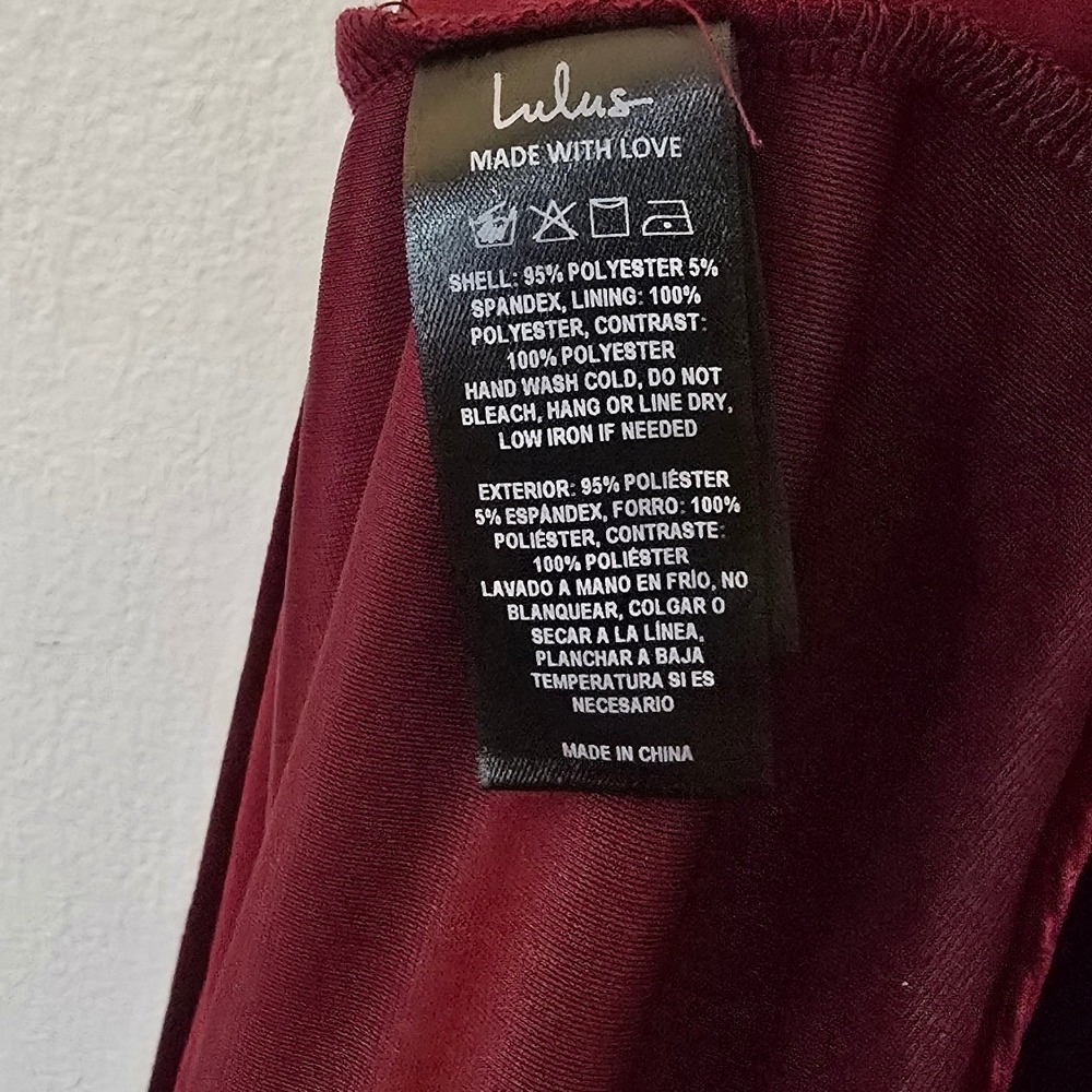 Lulus Burgundy Velvet Maxi Dress Sweetheart Chiffon Godet Inset Evening Gown XL - Picture 11 of 16
